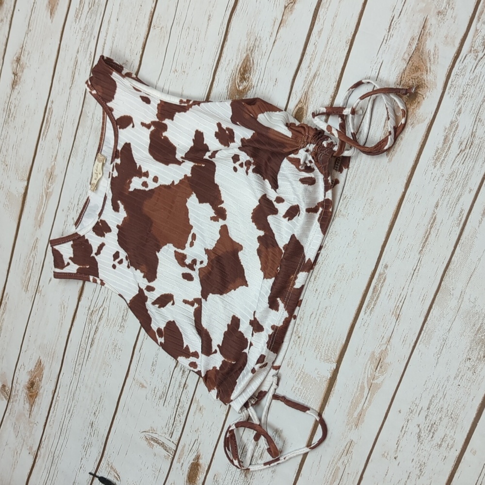 Altar'd State Cow Print Ribbed Knit Tank Top M - Picture 2 of 5